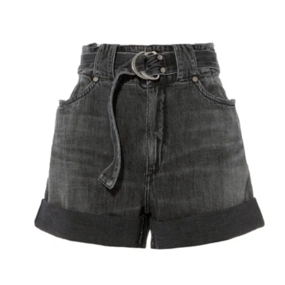NWOT JEAN ATELIER Cinched Denim Shorts Grey